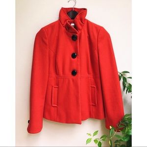 Old Navy Wool Pea Coat Red Black Buttons Women’s Small S